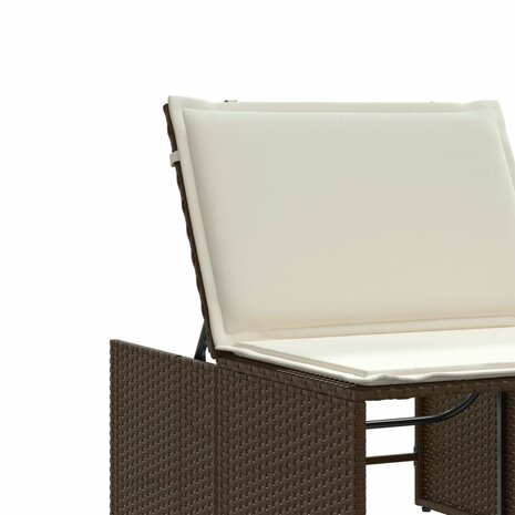 Ligstoelen 2 st met tafel bruin poly rattan
