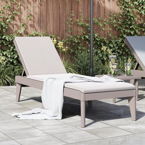 Ligbed 186x60x29 cm polypropeen cappuccinokleurig