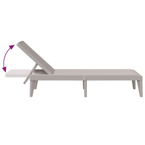 Ligbed 186x60x29 cm polypropeen cappuccinokleurig