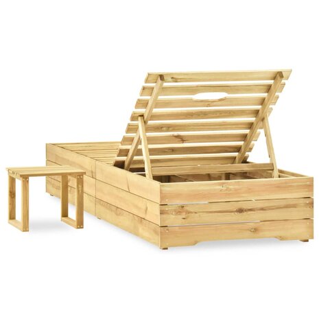 Ligbed met tafel groen geïmpregneerd grenenhout