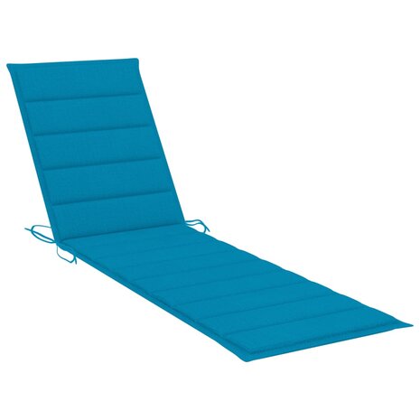 Ligbed met blauw kussen massief teakhout