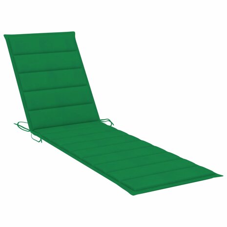 Ligbed met groen kussen massief teakhout