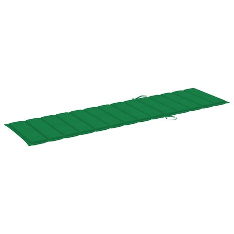 Ligbed met groen kussen massief teakhout