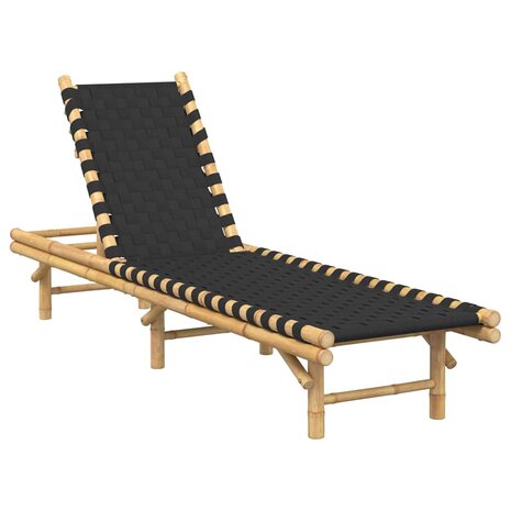 Ligstoel met zwart geweven band 55x200x30 cm bamboe