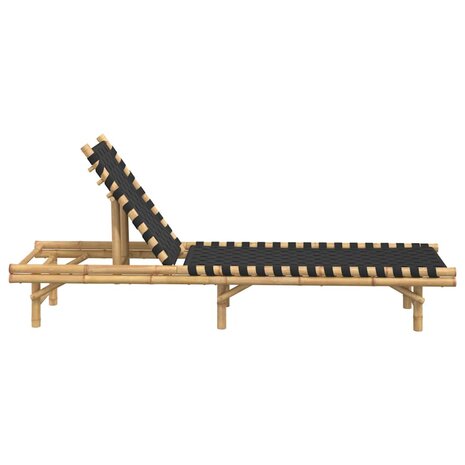 Ligstoel met zwart geweven band 55x200x30 cm bamboe