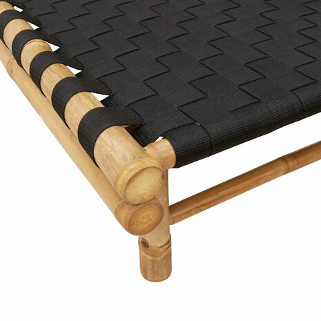 Ligstoel met zwart geweven band 55x200x30 cm bamboe