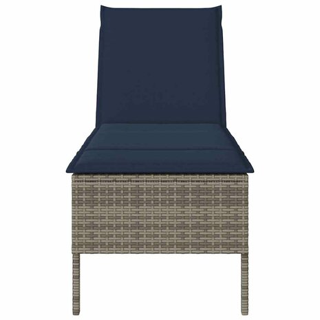Ligstoel met kussen grijs 55x200x44cm polyrotan
