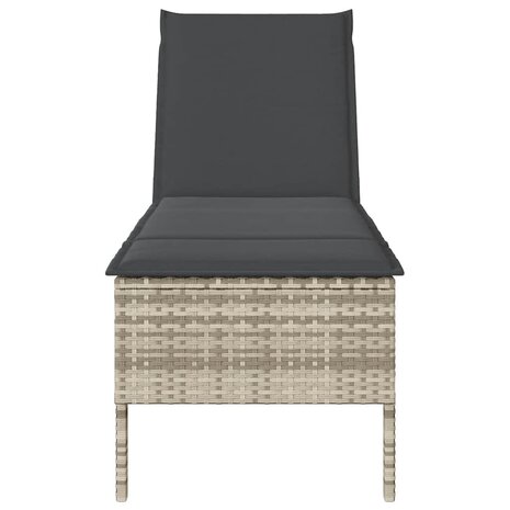 Ligstoel met kussen lichtgrijs 55x200x44cm polyrotan