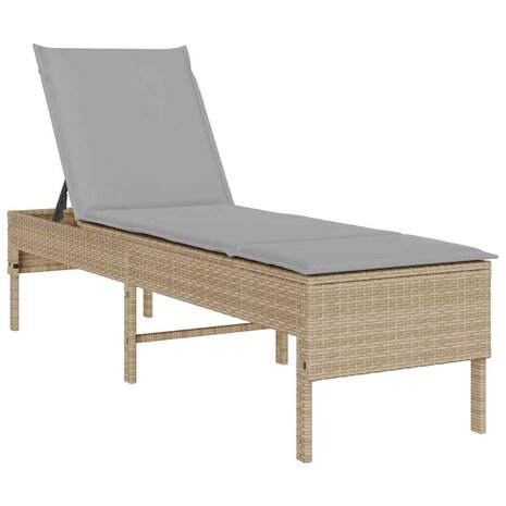 Ligstoel met kussen beige 55x200x44cm polyrotan