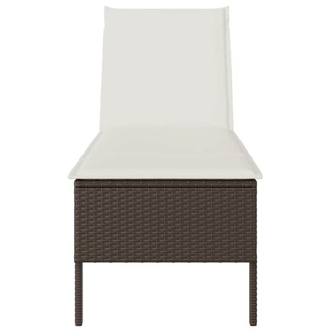 Ligstoel met kussen bruin 55x200x44cm polyrotan