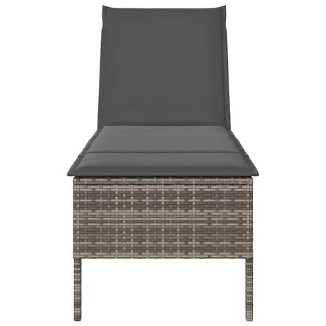 Ligstoel met kussen grijs 55x200x44cm polyrotan