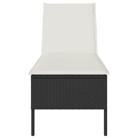Ligstoel met kussen zwart 55x200x44cm polyrotan
