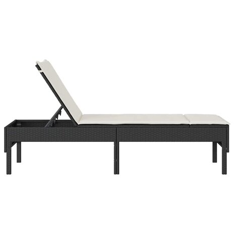 Ligstoel met kussen zwart 55x200x44cm polyrotan