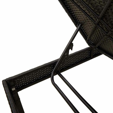 Ligstoel met kussen zwart 55x200x44cm polyrotan