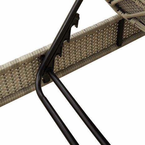 Ligstoel met kussens lichtgrijs 55x200x25,5cm polyrotan