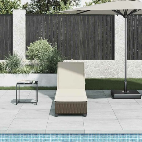 Ligstoel met kussens bruin 55x200x25,5cm polyrotan