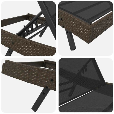 Ligstoelen 3 pcs Bruin 40 x 40 x 40.5 cm poly rattan