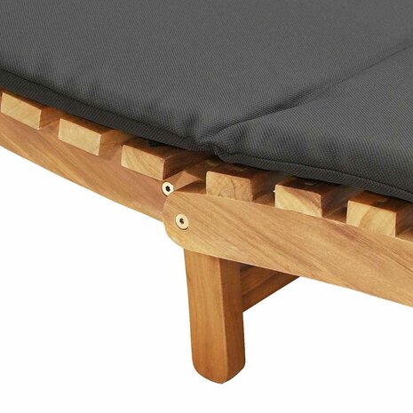 Ligstoel Donkergrijs 188 x 55 x 59 cm Massief teakhout