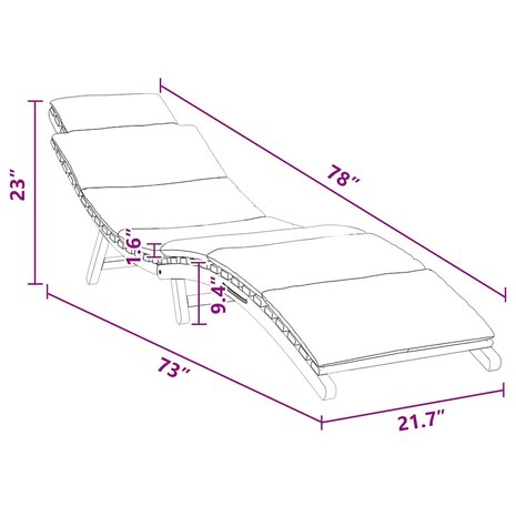 Ligstoel Donkergrijs 188 x 55 x 59 cm Massief teakhout