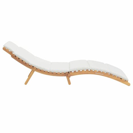 Ligstoel met kussen Crèmewit 188 x 55 x 59 cm Massief teakhout
