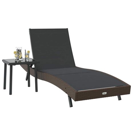Zonligstoel met Tafel 2 pcs Bruin, zwart 40 x 40 x 40.5 cm