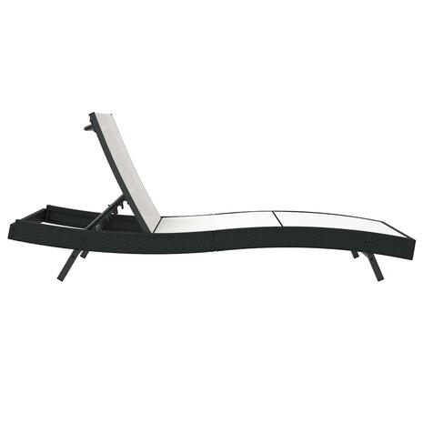 Ligstoel Zwart en Wit 70 x 197 x 82 cm Poly Rattan en Metaal