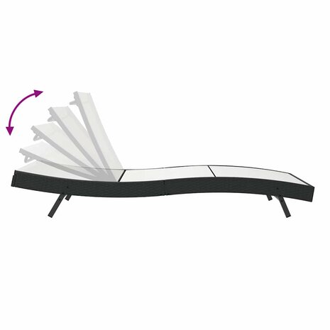 Ligstoel Zwart en Wit 70 x 197 x 82 cm Poly Rattan en Metaal