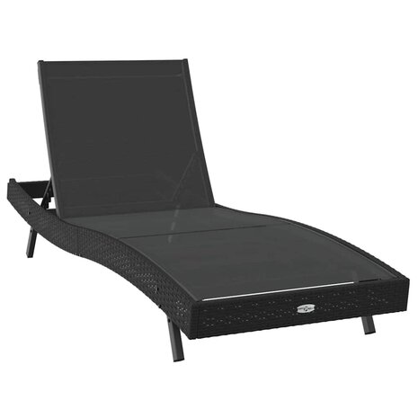 Ligstoel 1-persoon Zwart 70 x 197 x 82 cm Poly Rattan en Metaal