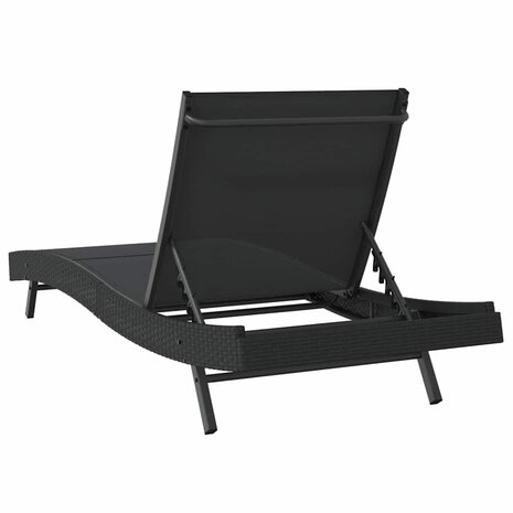 Ligstoel 1-persoon Zwart 70 x 197 x 82 cm Poly Rattan en Metaal