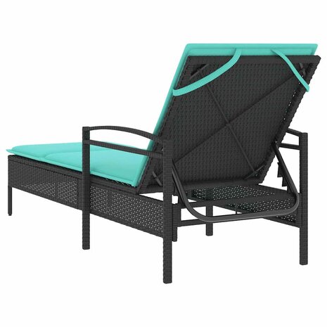 Ligbed met kussen zwart 63x200x81 cm poly rattan (alleen VS)