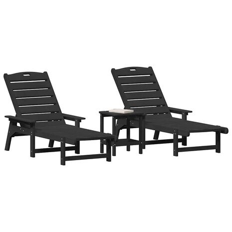 Tuin Lounge Meubels 3 pcs Zwart 38 x 38 x 46cm Polyetheen