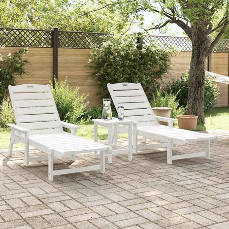 Tuin Lounge Meubels 2 pcs Wit 53 x 195.5 x 30cm Polyetheen