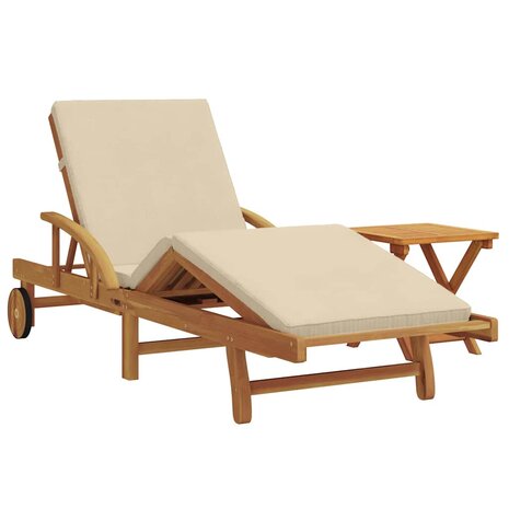 Ligstoel 2 pcs Beige 40 x 40 x 40cm Massief acaciahout