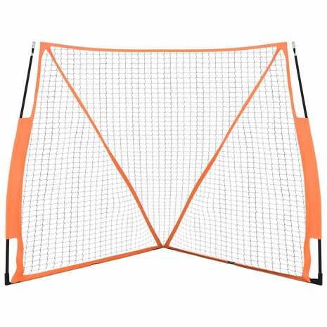Honkbalnet draagbaar 183x182x183cm staal polyester oranje zwart