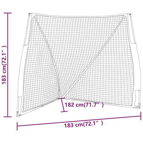 Honkbalnet draagbaar 183x182x183cm staal polyester oranje zwart