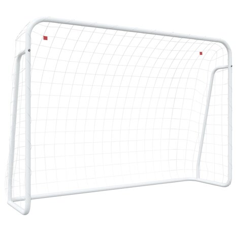 Voetbaldoel met net 214x75x152 cm staal en polyester wit
