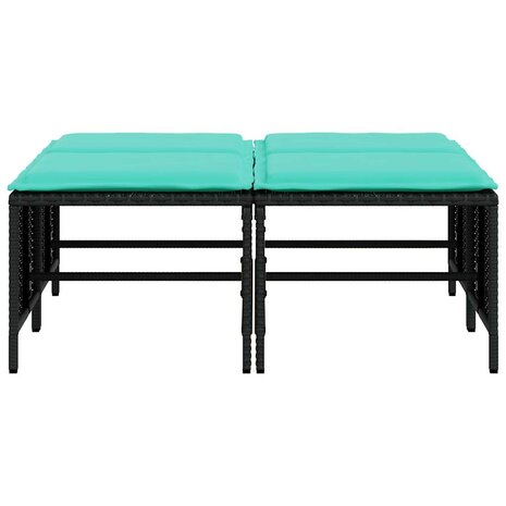 Tuinstoelen met kussens 4 stuks zwart polyrotan