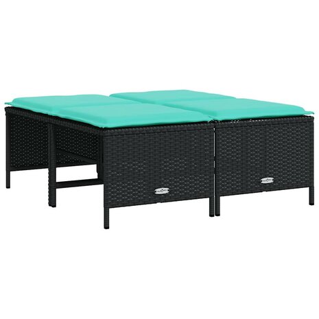 Tuinstoelen met kussens 4 stuks zwart polyrotan