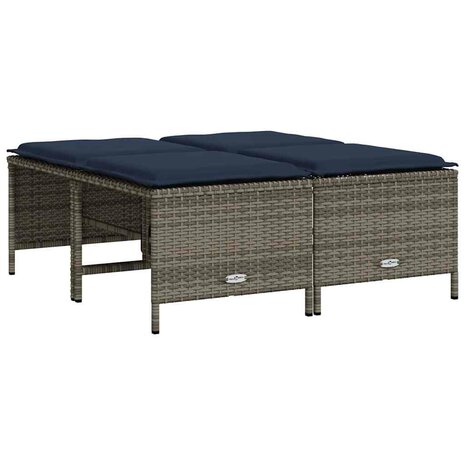 Tuinstoelen met kussens 4 stuks grijs polyrotan