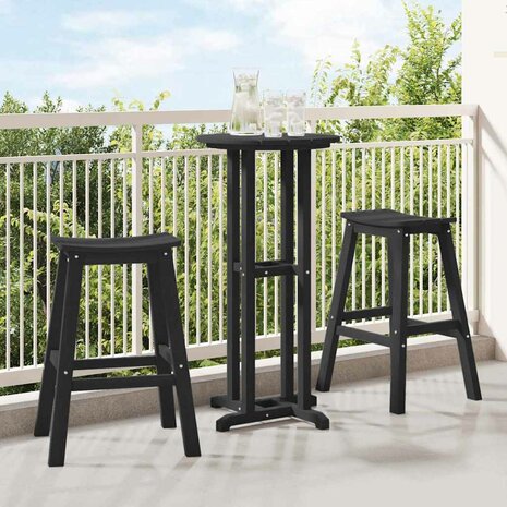Barkruk 2 pcs Zwart 52 x 43 x 73.5cm HDPE