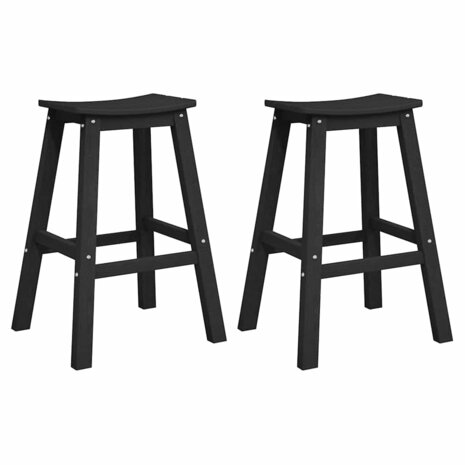 Barkruk 2 pcs Zwart 52 x 43 x 73.5cm HDPE