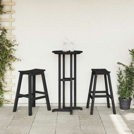 Barkruk 2 pcs Zwart 52 x 43 x 73.5cm HDPE