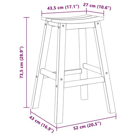 Barkruk 2 pcs Wit 52 x 43 x 73.5cm Kunststof