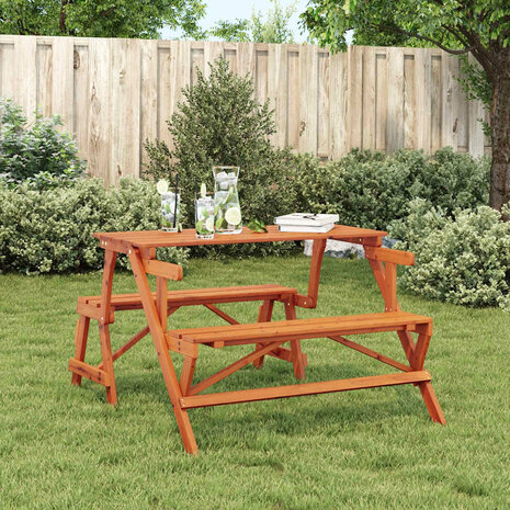 Picknicktafel met banken 2-in-1 ombouwbaar massief vurenhout
