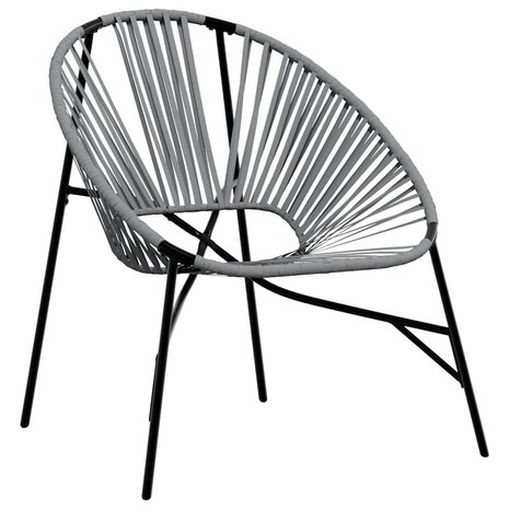 Set tuinstoelen 3-delig poly rattan zwart en lichtgrijs
