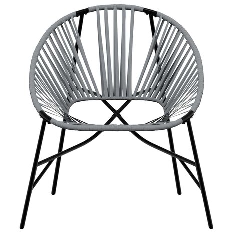 Set tuinstoelen 3-delig poly rattan zwart en lichtgrijs