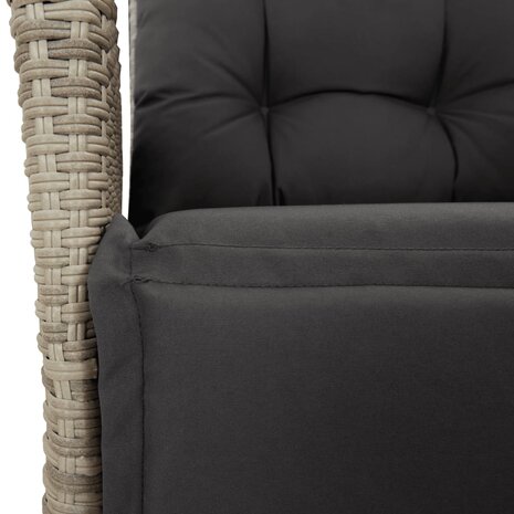 Tuinstoelen 2 st verstelbaar voetensteun poly rattan lichtgrijs