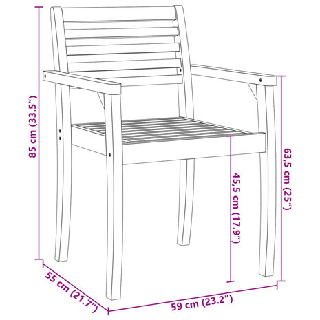 Tuinstoelen 4 st 59x55x85 cm massief acaciahout