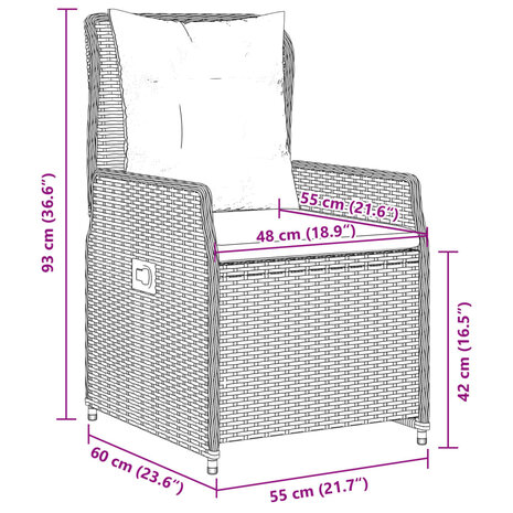 Tuinstoelen 2 st verstelbaar poly rattan bruin