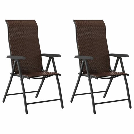 Tuinstoelen 2 st inklapbaar poly rattan bruin